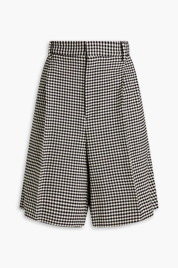 MARNI Pleated gingham wool-blend twill shorts