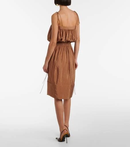 Yves Saint Laurent Shirred chiffon satin midi dress 3