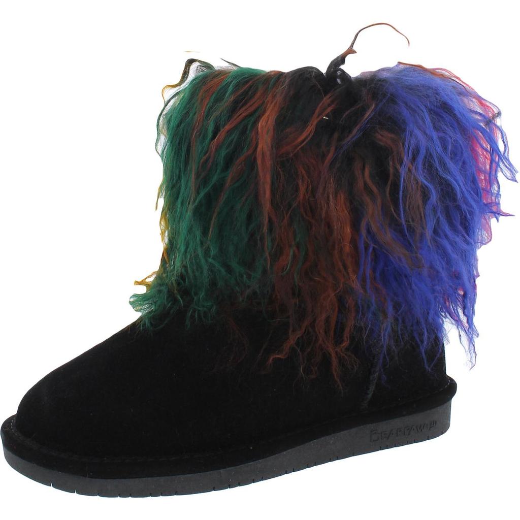 Bearpaw Boo Womens Mixed Media Fur Casual Boots