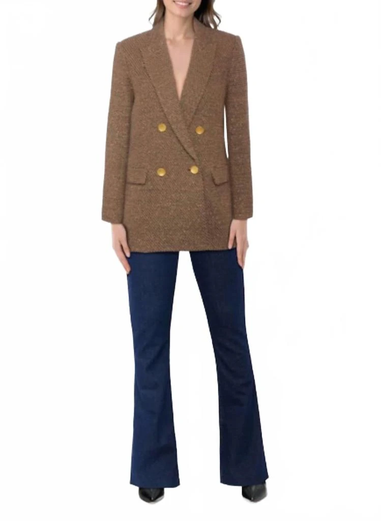 L
Agence Riva Knit Double Breasted Blazer In Hot Fudge/cinnamon Swirl