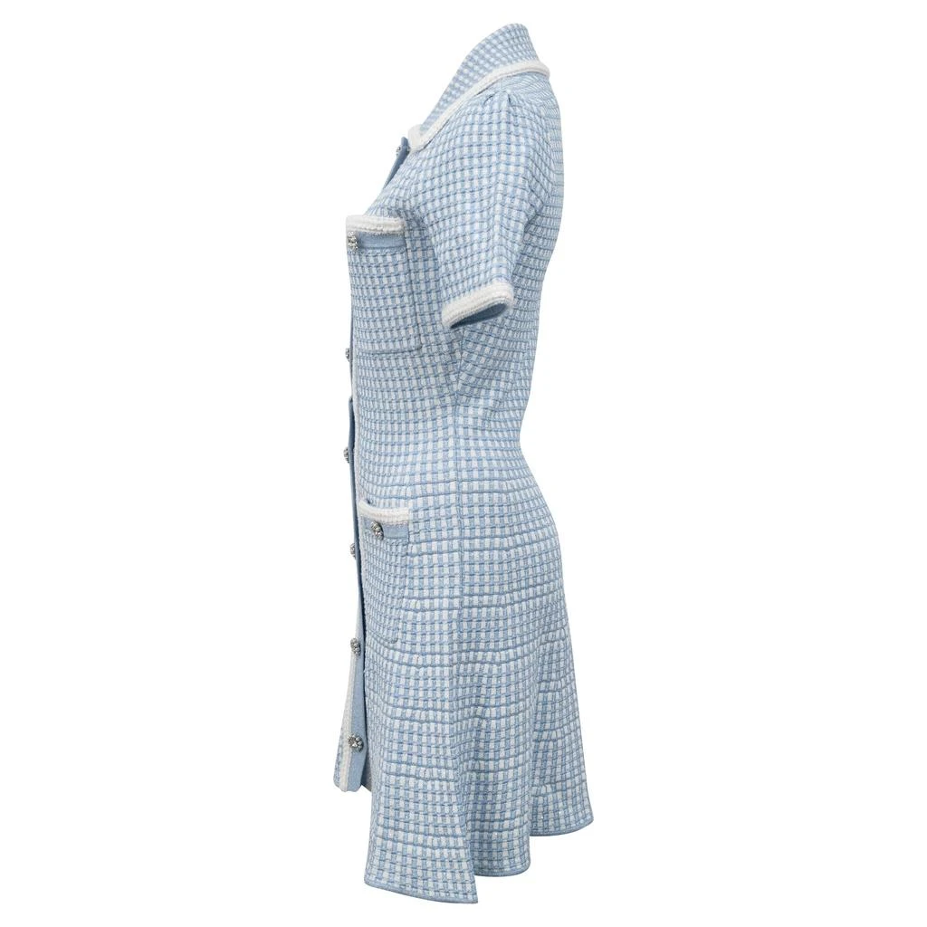 princess polly baby blue dress Elegant Blue Jacquard Short Sleeve Banquet Evening Party Dress (Size: S) main image 0