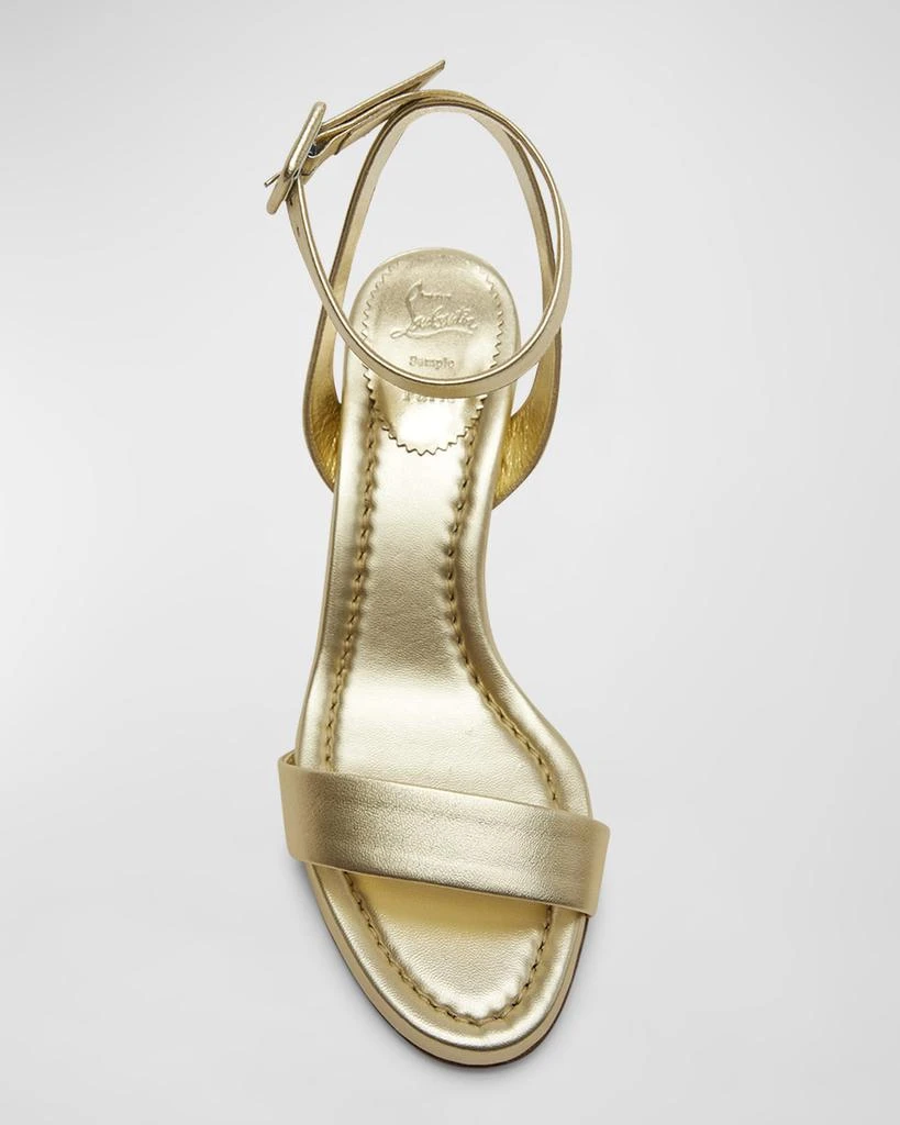 Christian Louboutin Miss Sabina Metallic Red Sole Ankle-Strap Sandals 6