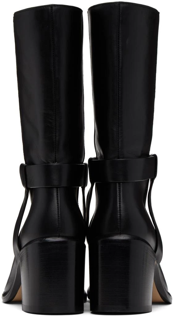 LEGRES Black Square Toe Biker Boots 2