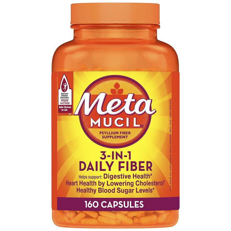 Metamucil Daily Psyllium Husk Powder Supplement, 3-in-1 Fiber for Digestive Health