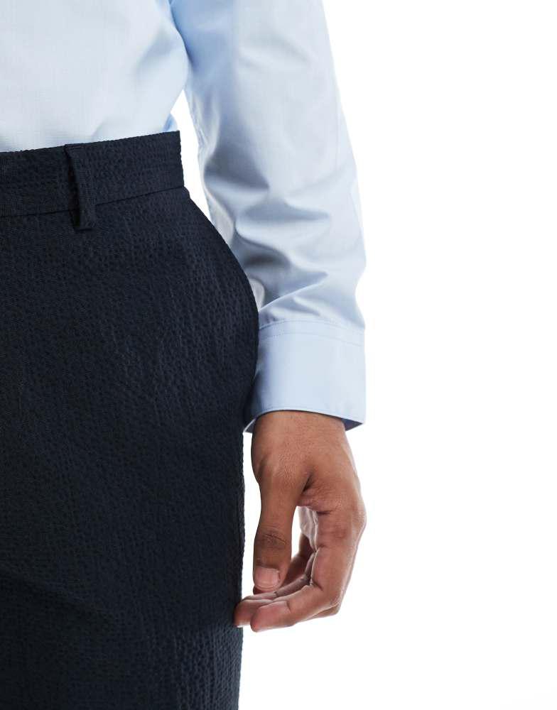 Jack & Jones Jack & Jones Premium seersucker suit trousers in navy