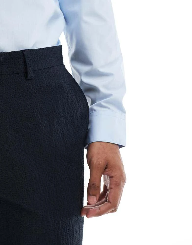 Jack & Jones Jack & Jones Premium seersucker suit trousers in navy 2