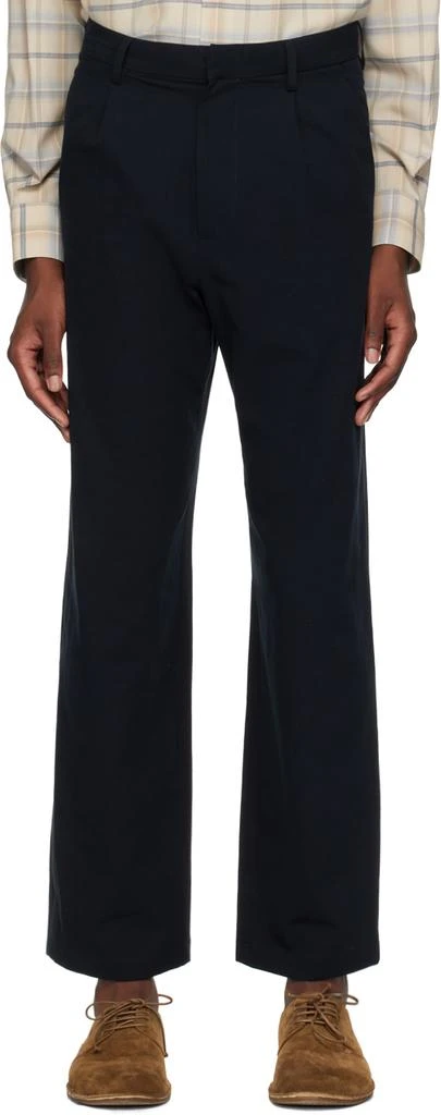 AURALEE Navy Hard Twist Trousers 1