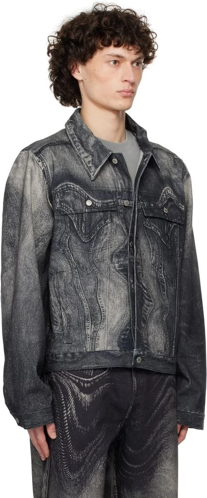 CAMPERLAB Black & Gray Distorted Print Denim Jacket 2