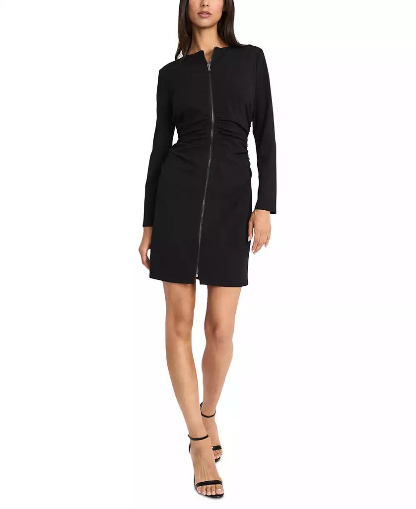 Donna Morgan Women's Long-Sleeve Zip-Front A-Line Dress