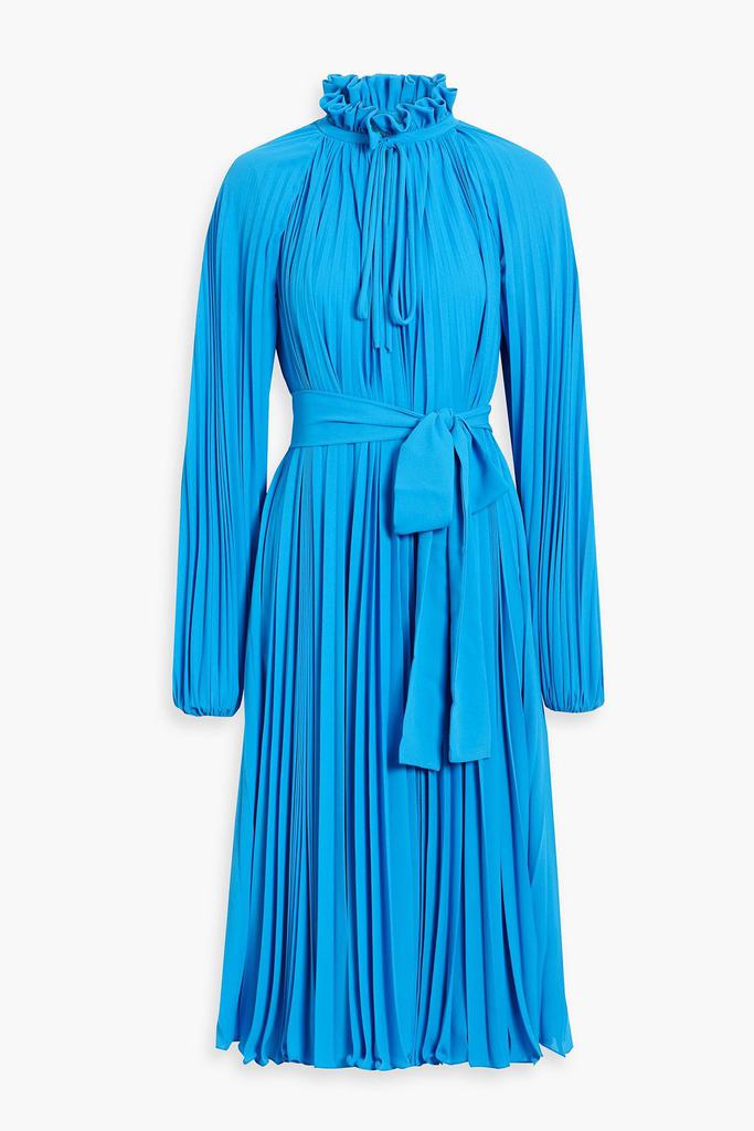 Monique Lhuillier Pleated belted crepe midi dress