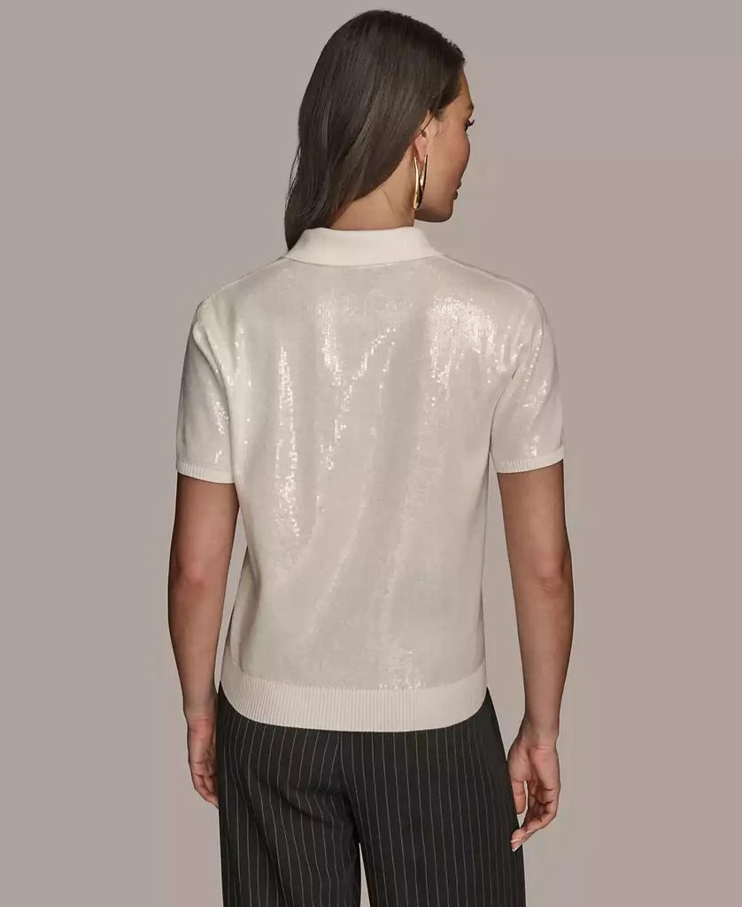 Donna Karan Women's Short-Sleeve Sequined Knit Polo 2
