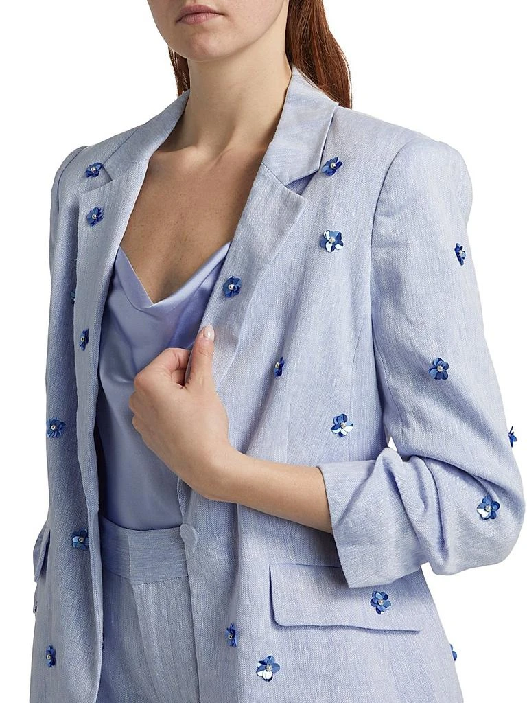 Cinq à Sept Pearl Ditsy Kylie Linen-Cotton Single-Breasted Blazer 6