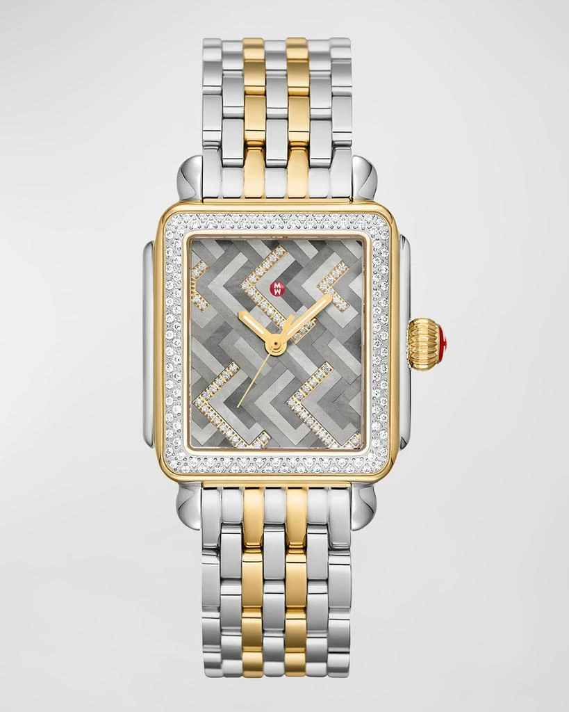 Michele Limited Edition Deco Two Tone 18K Gold Plated Mosaic Diamond Watch 1