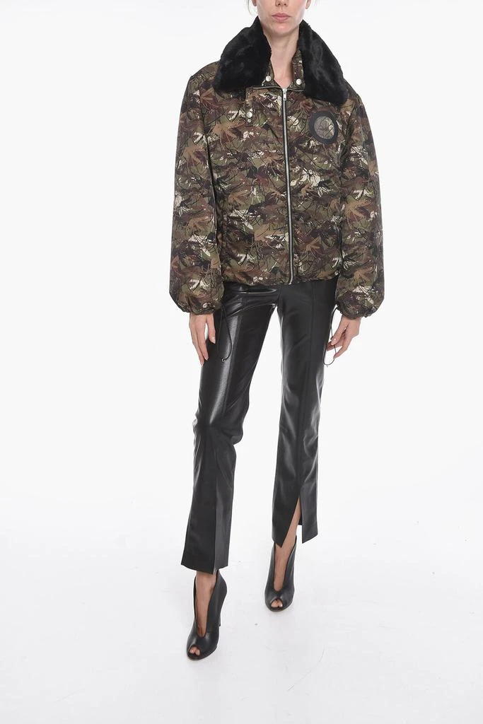 Random Identities Camo-printed Padded Jacket with Faux-furred Collar 5