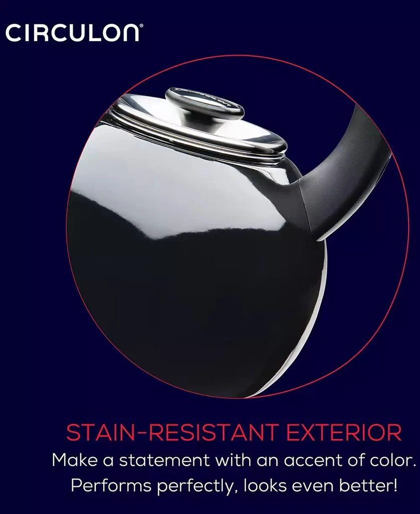 Circulon Enamel on Steel 2-Qt. Whistling Teakettle with Flip-Up Spout 7