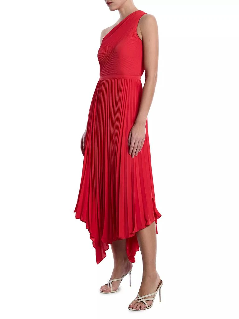 BCBG One-Shoulder Pleated Midi-Dress 4