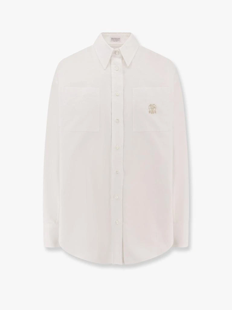 Brunello Cucinelli Cotton shirt with logo embroidery 1