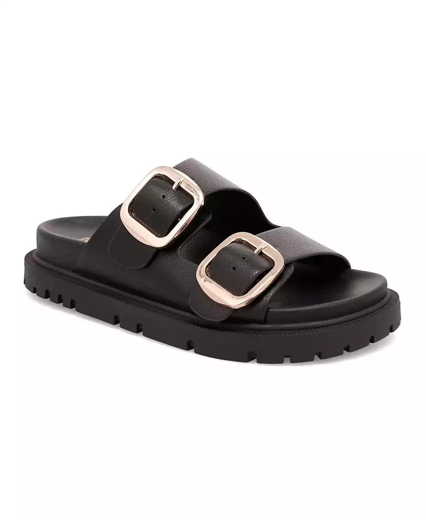 MIA Women's Gen Double Buckle Flat Slide Sandals 1
