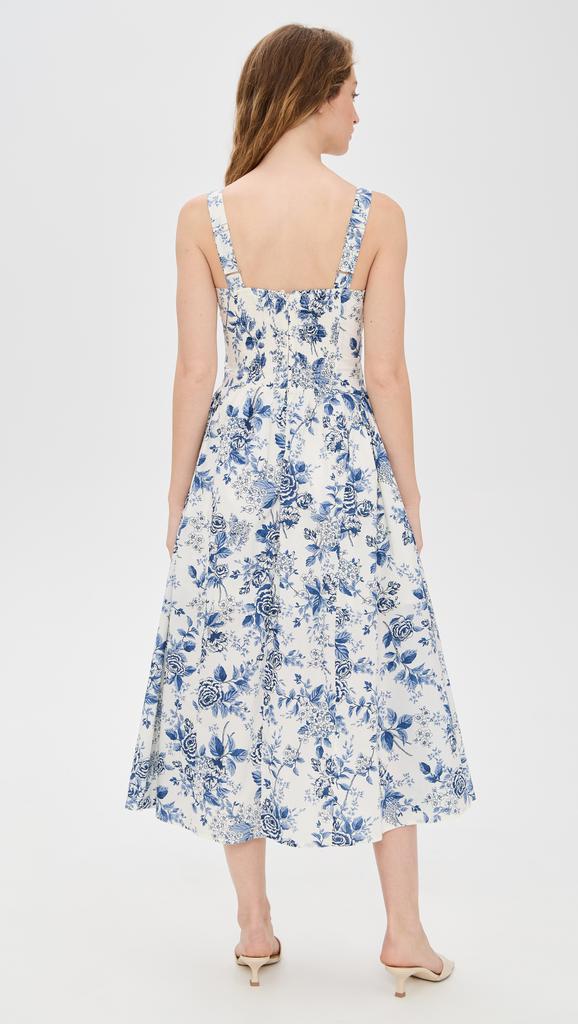 Moon River Corset Floral Midi Dress