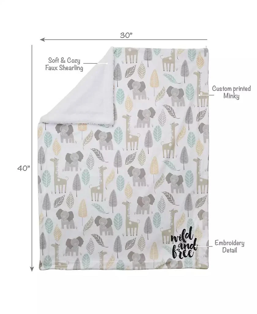 Lambs 
Ivy Jungle Friends Elephant/Giraffe Safari Soft Fleece Baby Blanket 2