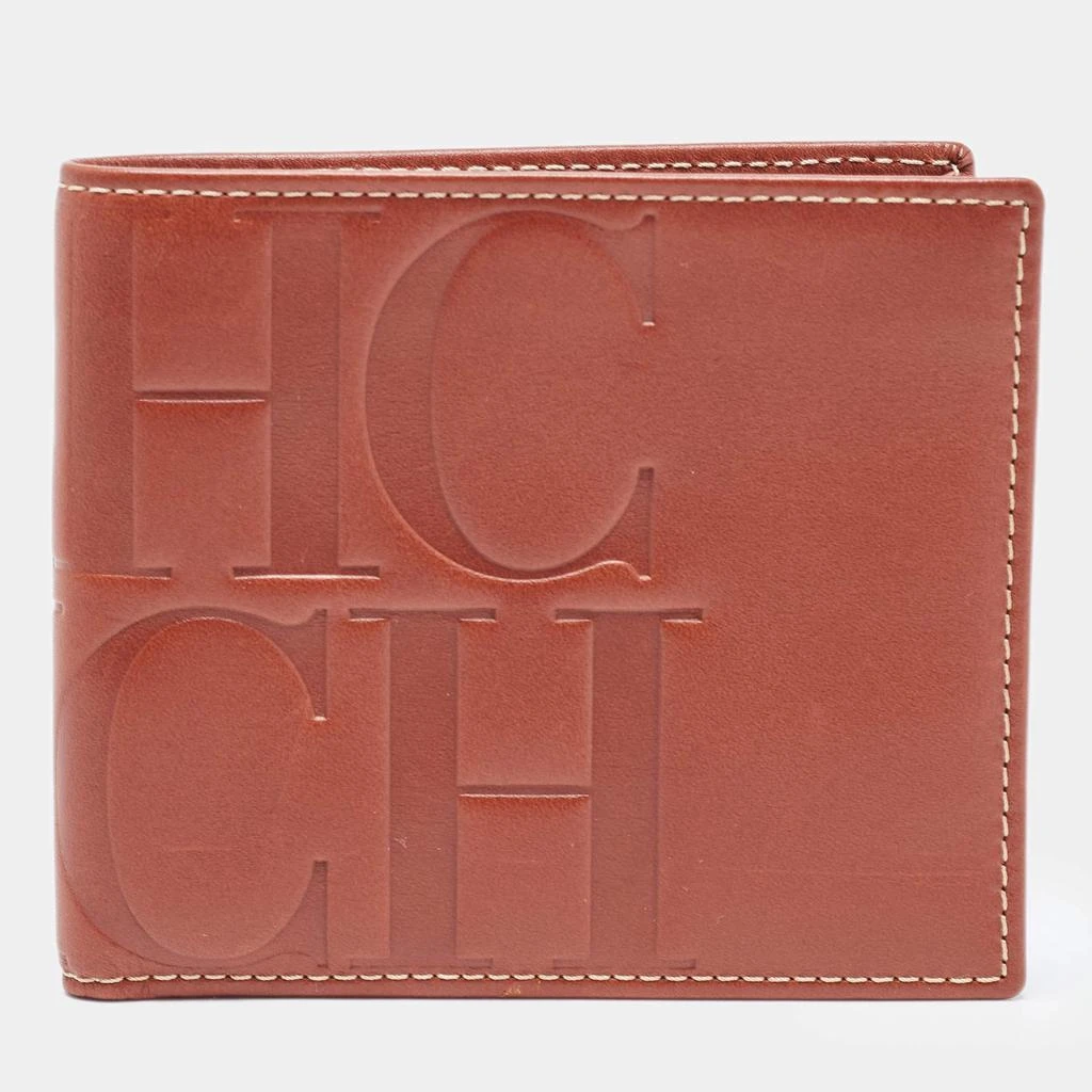 CH Carolina Herrera CH Carolina Herrera Tan Monogram Embossed Leather Bifold Wallet 1