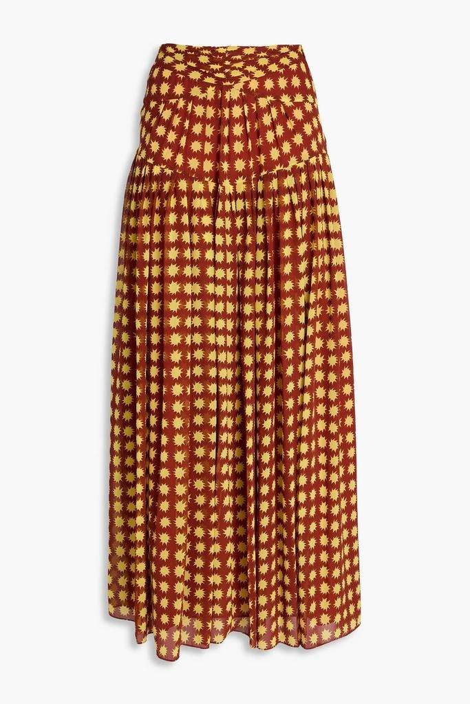 Diane von Furstenberg Amira gathered printed chiffon maxi skirt 1