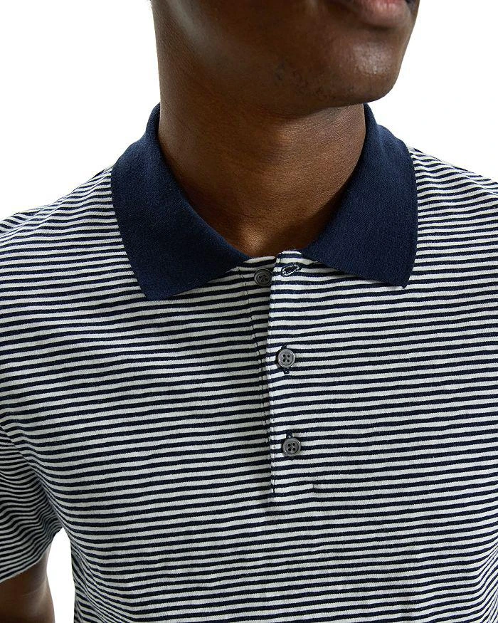 Theory Bron D Cotton Textured Stripe Regular Fit Polo Shirt 3