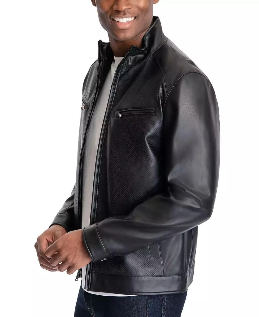 Michael Kors Men's Perforated Faux Leather Moto Jacket, Created for Macy's 4