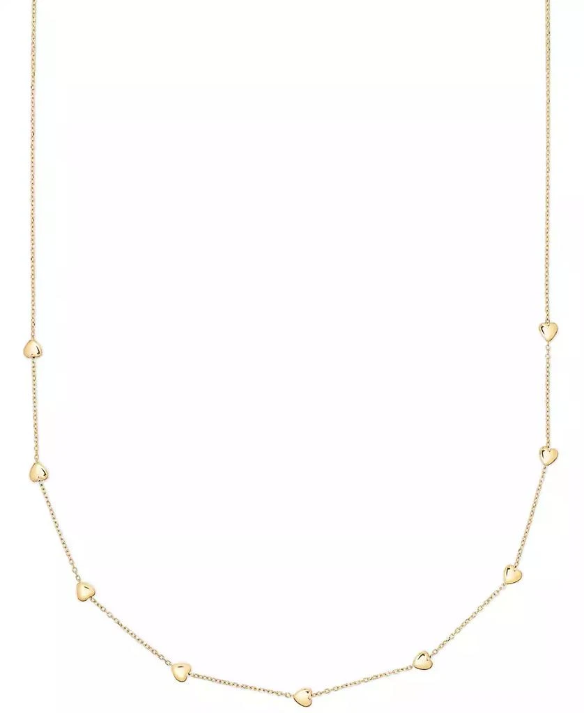 Macy's Polished Puffed Heart 18" Station Necklace in 10k Yellow Gold 1