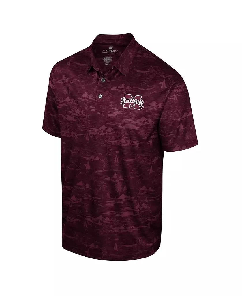Colosseum Men's Maroon Mississippi State Bulldogs Daly Print Polo Shirt 3