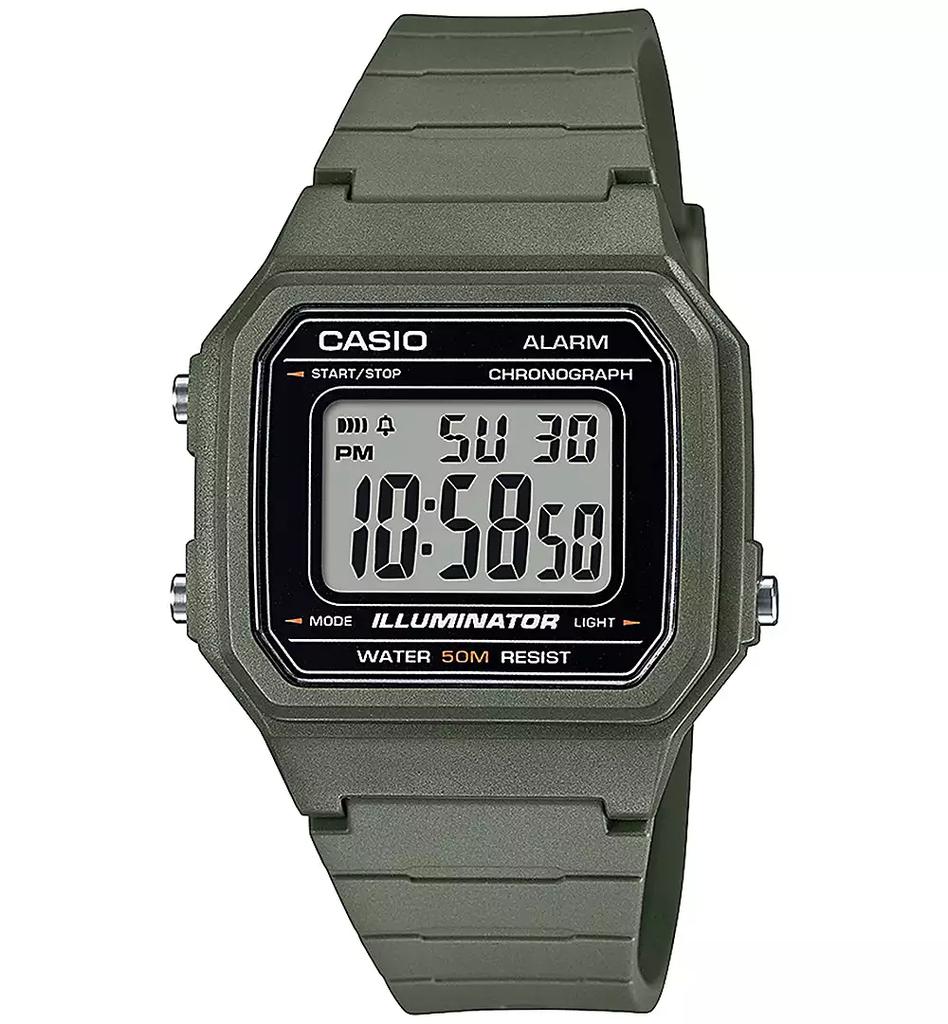 Casio Men's Digital Green Resin Strap Watch 41mm, W217H-3AV