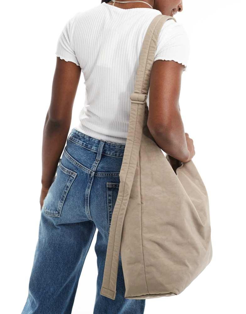 Baggu Baggu large nylon sling shoulder bag in dove grey