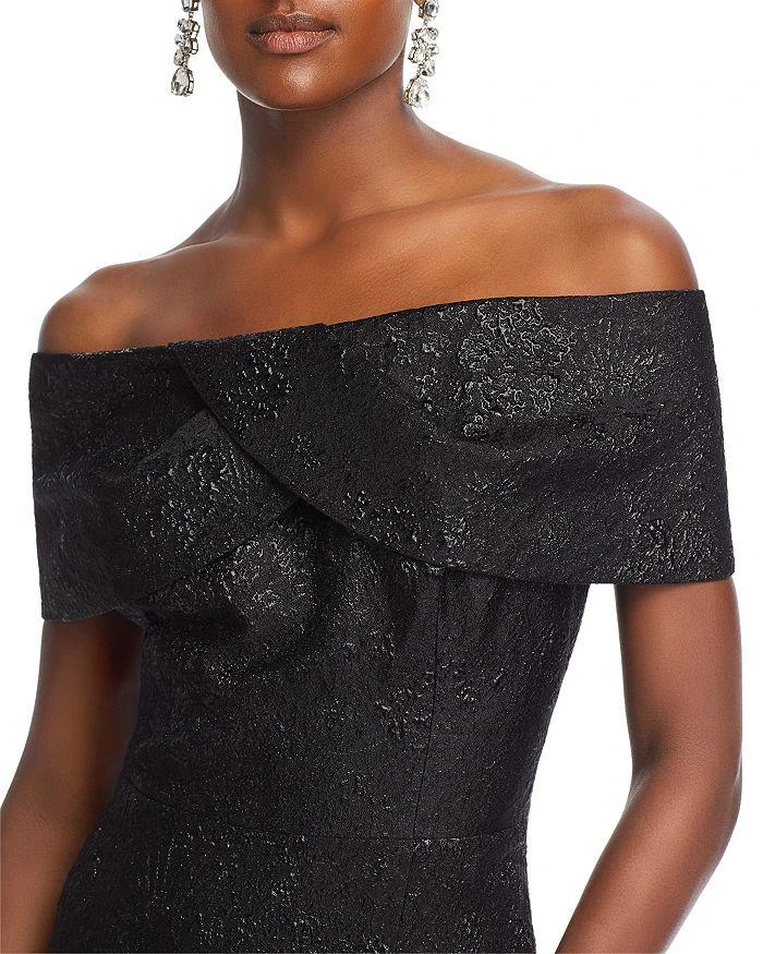 Teri Jon Metallic Off-the-Shoulder Jacquard Gown 2