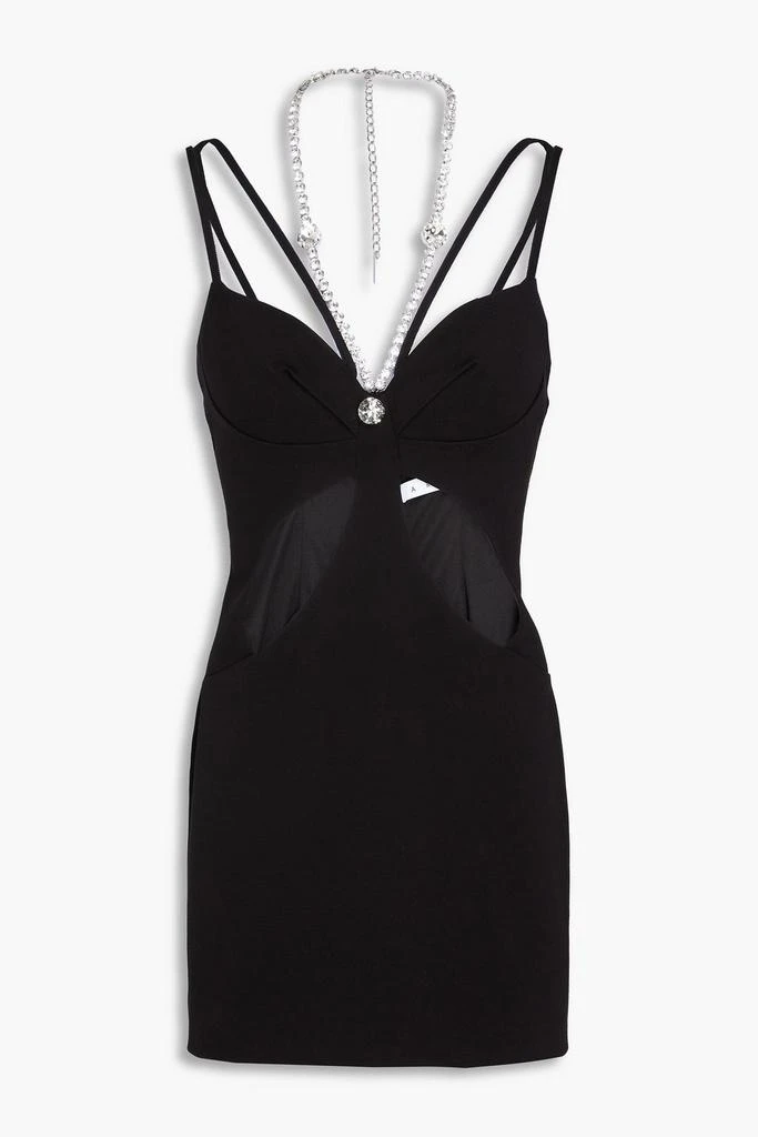 AREA Embellished cutout jersey mini dress 1