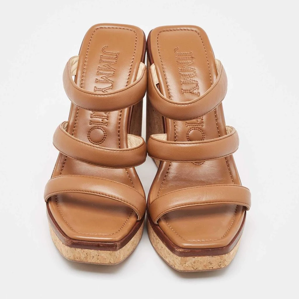 Jimmy Choo Jimmy Choo Brown Leather Athenia Wedge Sandals Size 39 3