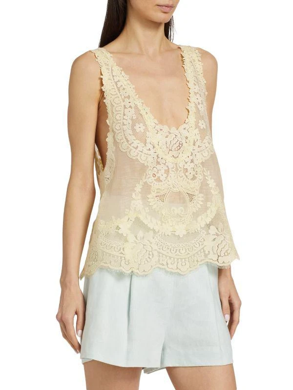 Zimmermann Natura Linen-Silk Lace Tank Top 3