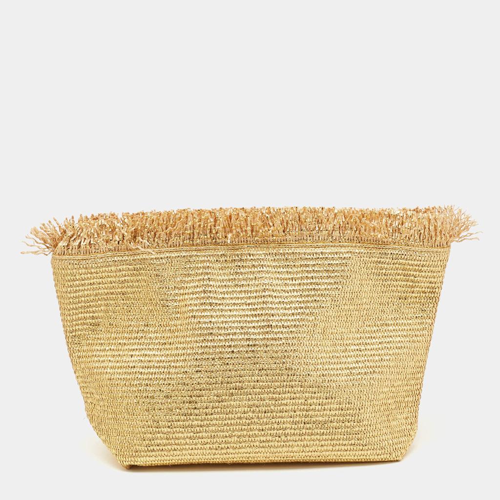 Cult Gaia Cult Gaia Gold Woven Foil Fabric Shanti Clutch