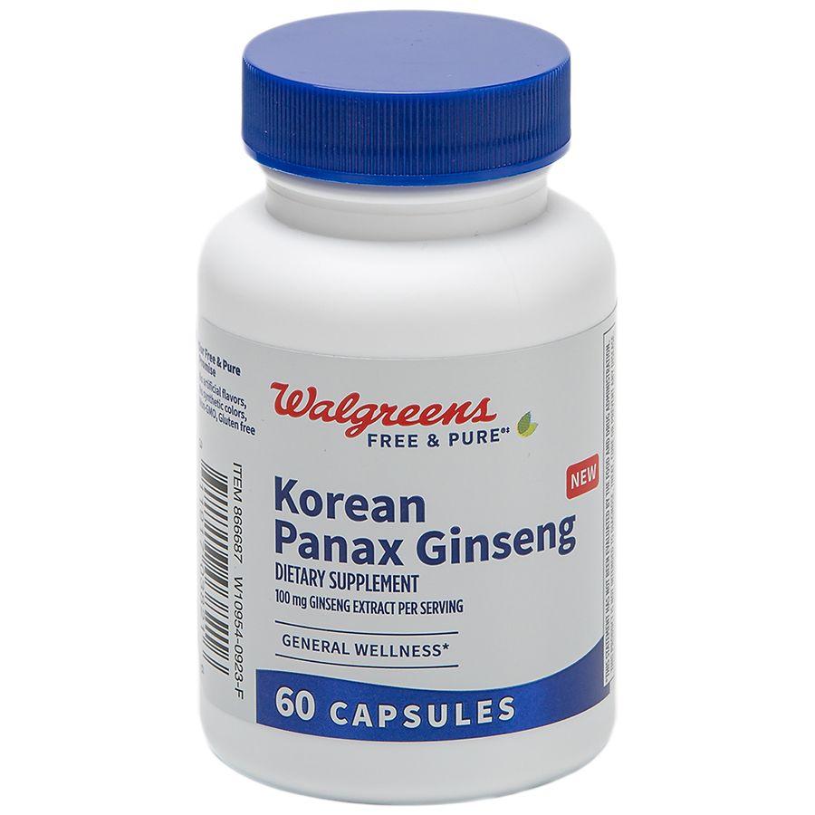 Walgreens Free & Pure Korean Panax Ginseng 100mg Capsules (60 days)