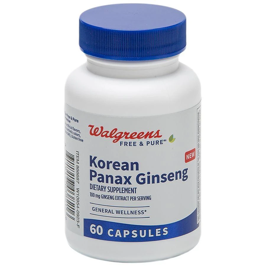 Walgreens Free & Pure Korean Panax Ginseng 100mg Capsules (60 days) 1