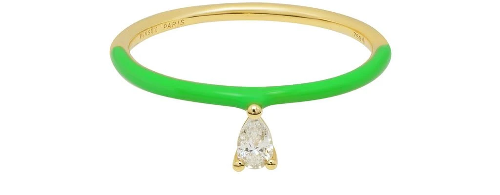 Persée Green Enamel pear diamond ring 1