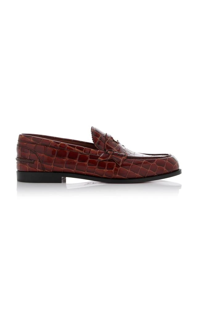 Christian Louboutin Christian Louboutin - Donna Croc-Embossed Leather Penny Loafers - Brown - IT 36 - Moda Operandi 1