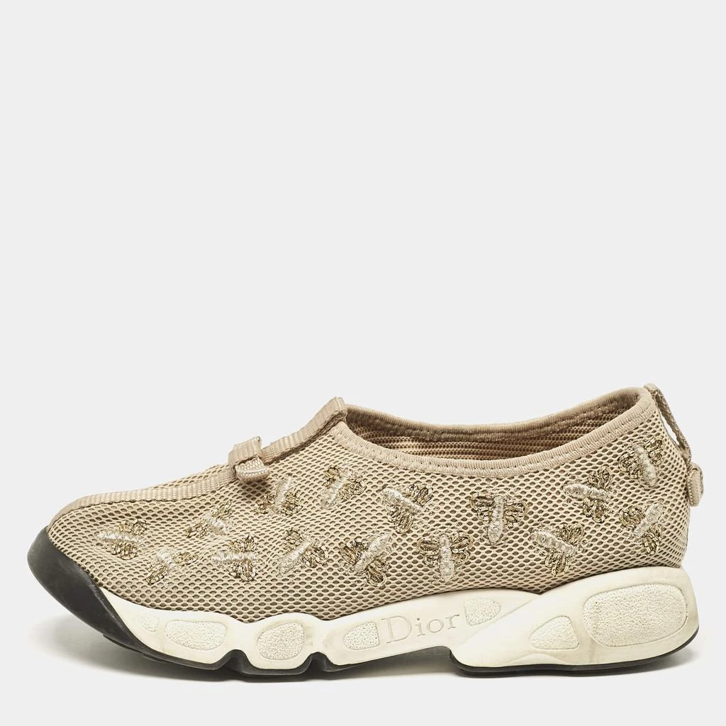 Dior Dior Beige Mesh Beads Embellished/ Embroidery Fusion Sneakers Size 36 1