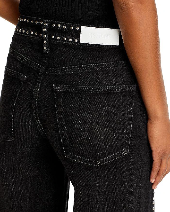Re/Done Studded Mid Rise Wide Leg Jeans in Crafted Black 5