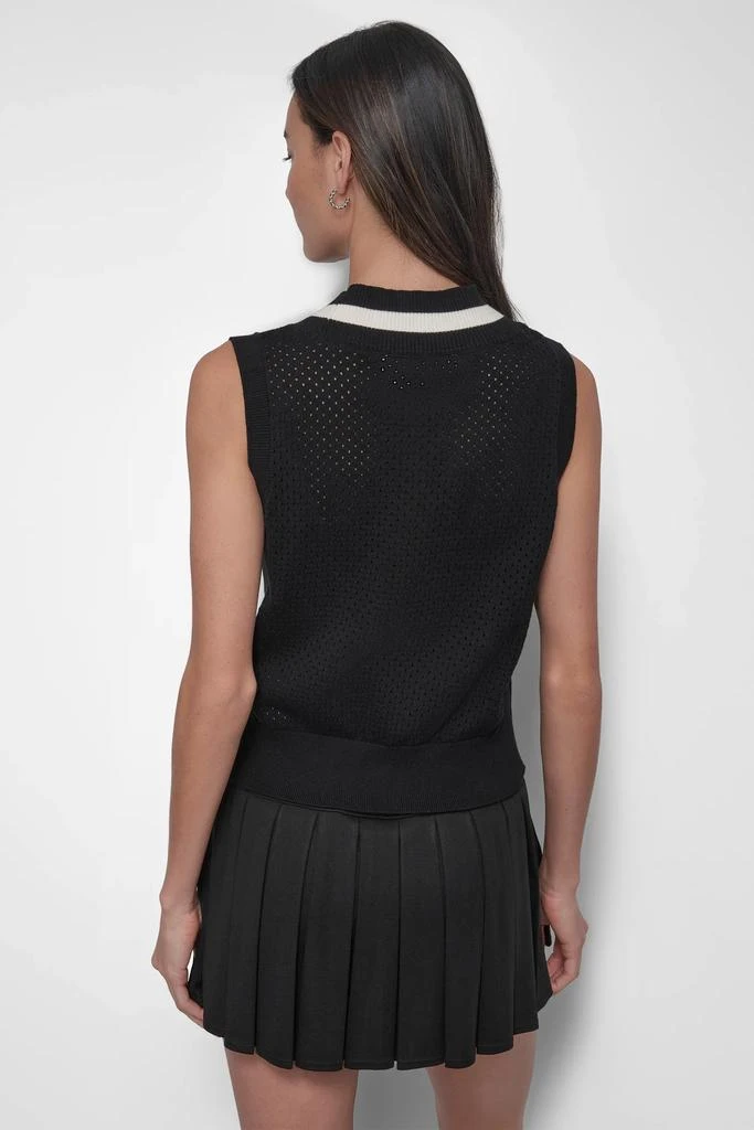 DKNY STRIPED MESH POINTELLE SWEATER VEST 2