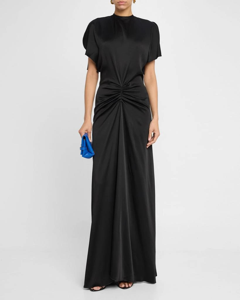 Victoria Beckham Gathered-Waist Backless Satin Gown 2