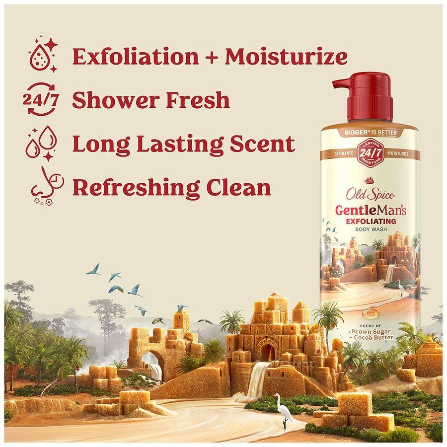 Old Spice Body Wash for Men, 24/7 Shower Fresh, Exfoliation + Moisturization Brown Sugar + Cocoa Butter 7