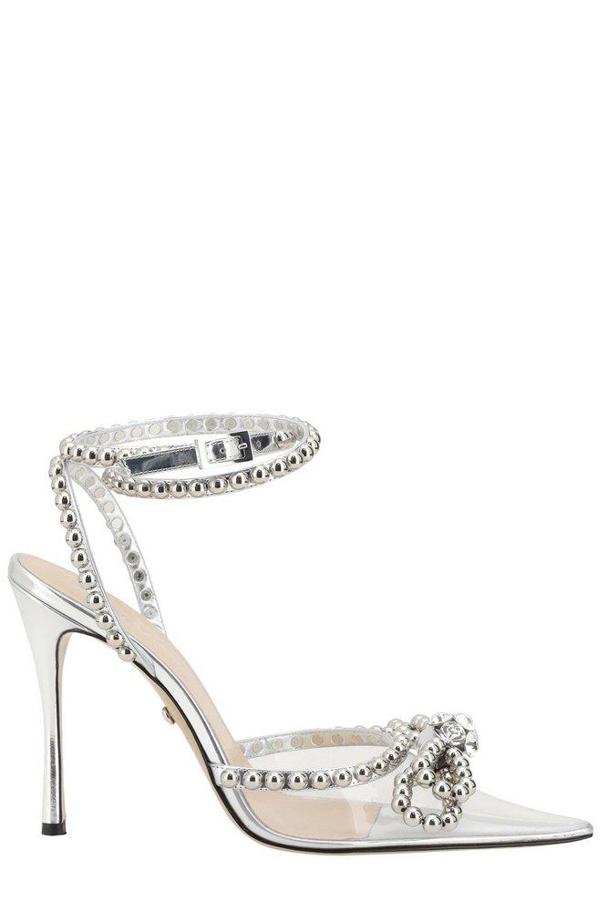 Mach & Mach Mach & Mach Stud Bow Embellished Ankle Strap Pumps