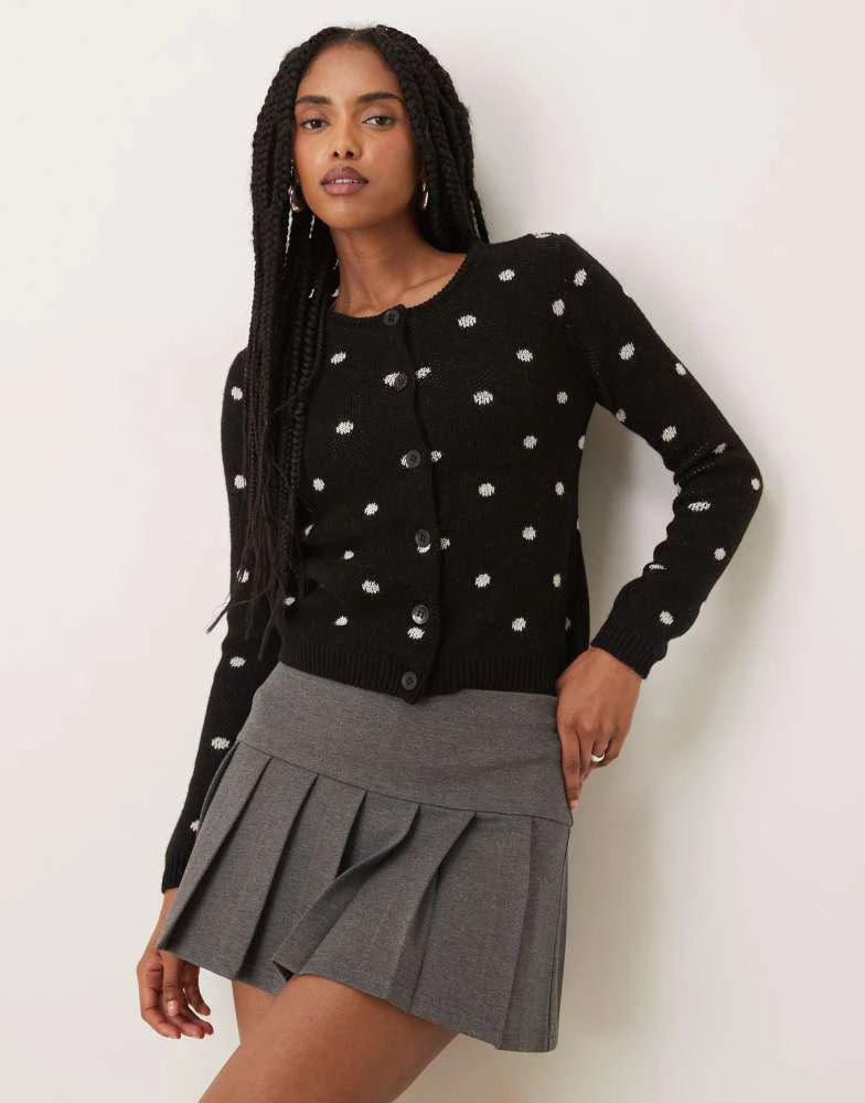 ASOS ASOS DESIGN neat fit cardigan in polka dot in mono 4