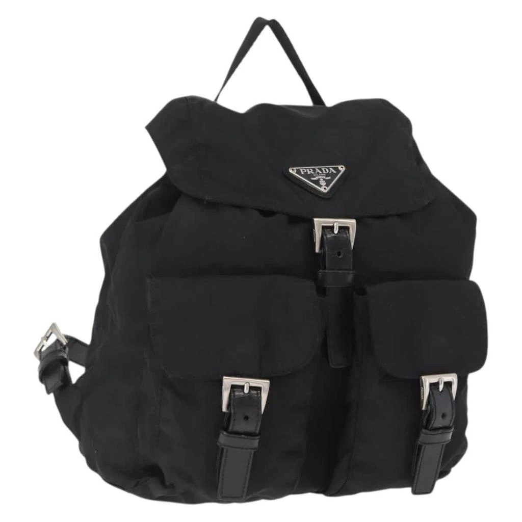 Prada Vela Double Front Pocket Backpack Tessuto With Saffiano Leather Nylon Backpack Bag (Pre-Owned)