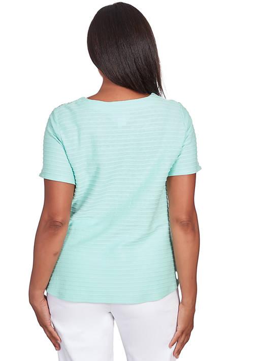 Alfred Dunner Dunner Womens Classics Brights Solid Texture Top